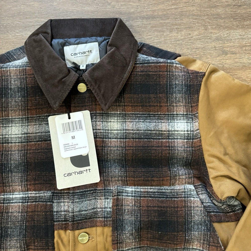 Carhartt‎ WIP Highland Jacket Work In Progress Tan Plaid Men's Sz M NWT - Picture 3 of 10